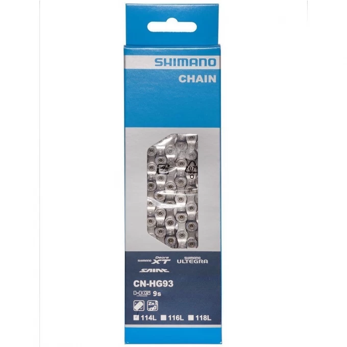 Цепь SHIMANO XT, HG93, 9 скоростей, 116 звеньев, ампульный пин (1 шт) ICNHG93116I