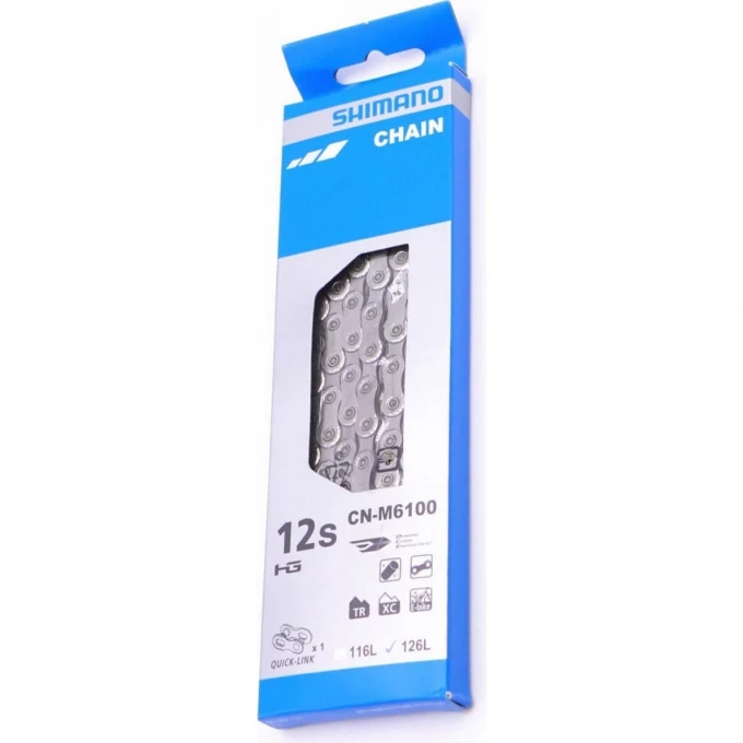 Цепь SHIMANO DEORE, M6100, 12 скоростей, 116 звеньев, с замком ICNM6100116Q