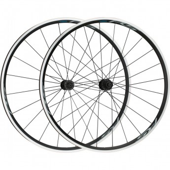 Комплект колес SHIMANO, RS100, 28", переднее и заднее для 10-11 скоростей, клинчер, OLD 100/130 мм, с оободными лентами, черный